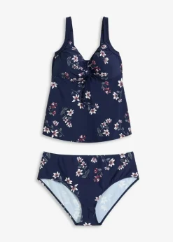 bonprix Nachhaltigere Materialien|Tankinis^Tankini (2-tlg.Set) mit Raffung dunkelblau geblümt