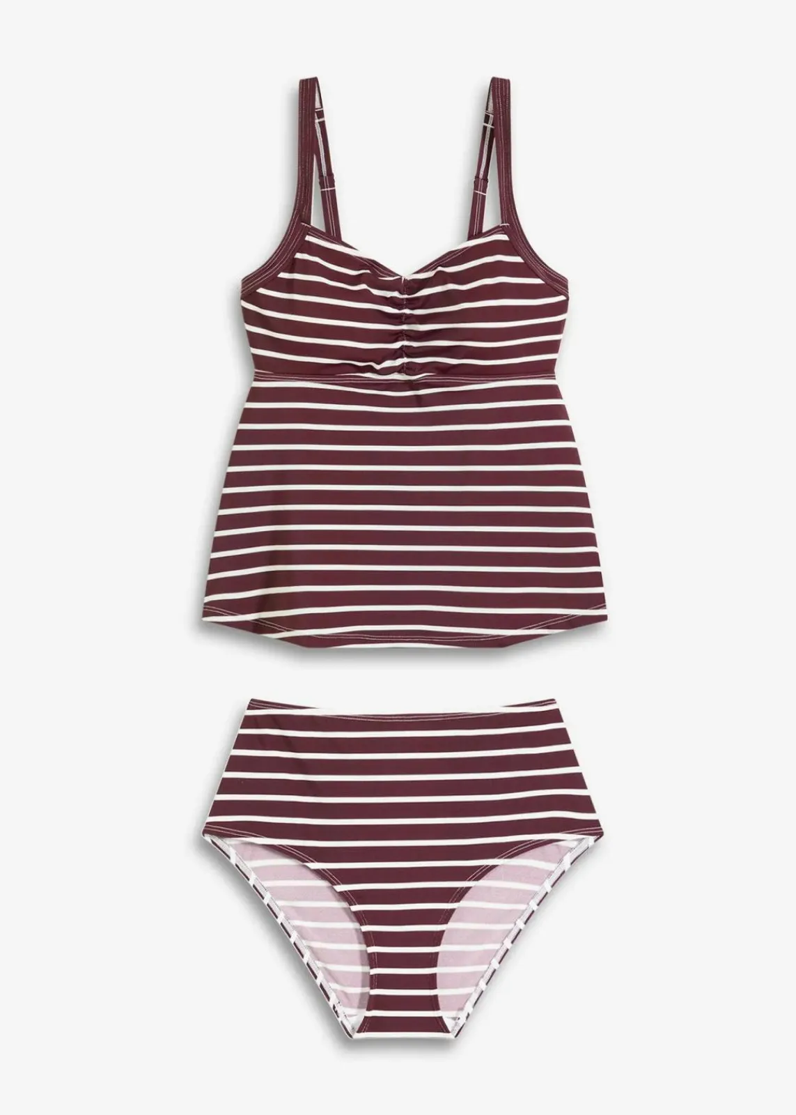 bonprix Nachhaltigere Materialien|Bademode·Tankinis^Tankini (2-tlg.Set) mit Schnürung weinrot/wollweiß gestreift