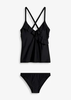 bonprix Nachhaltigere Materialien|Tankinis^Tankini (2-tlg.Set) mit Volant schwarz
