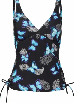 bonprix Nachhaltigere Materialien|Mix & Match^Tankinioberteil mit Bindebändern schwarz/blau