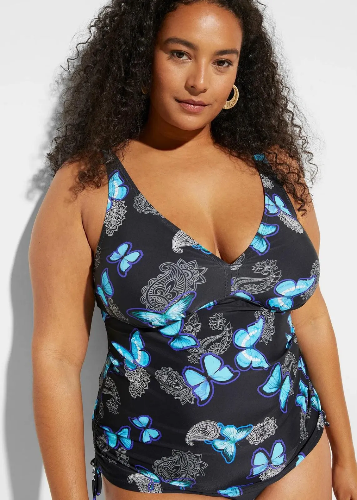 bonprix Nachhaltigere Materialien|Mix & Match^Tankinioberteil mit Bindebändern schwarz/blau