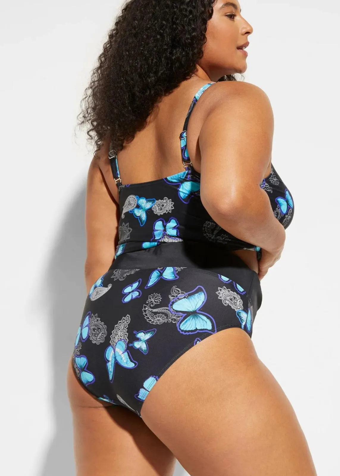 bonprix Nachhaltigere Materialien|Mix & Match^Tankinioberteil mit Bindebändern schwarz/blau