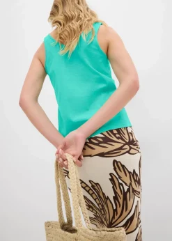bonprix Unterhemden|Basics^Tanktop aus reiner Bio-Baumwolle (2er Pack) mentholblau/natur