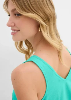 bonprix Unterhemden|Basics^Tanktop aus reiner Bio-Baumwolle (2er Pack) mentholblau/natur