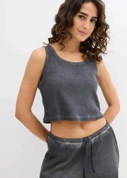 bonprix Shirts & Tops|Nachhaltigere Materialien^Tanktop aus reiner Bio-Baumwolle schiefergrau washed