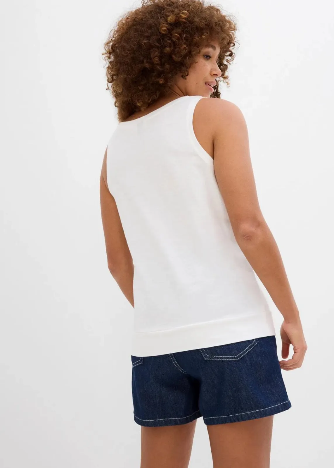 bonprix Nachhaltigere Materialien|Shirts & Tops^Tanktop aus reiner Bio-Baumwolle (2er Pack) wollweiß/dunkelbraun