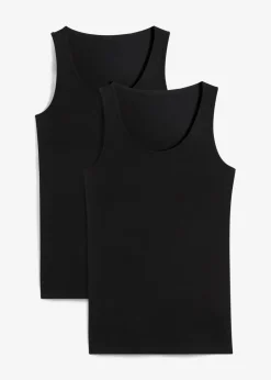 bonprix Wäsche·Unterhemden|Bekleidung·Röcke^Tanktop, (2er Pack) schwarz