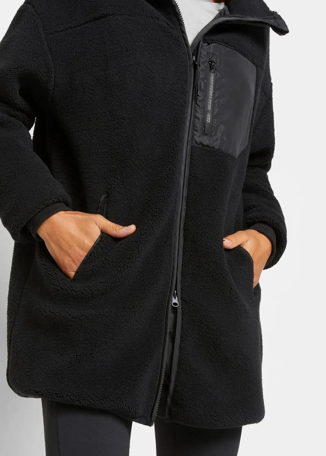 bonprix Jacken & Mäntel|Sweat^Teddy-Fleece Jacke schwarz