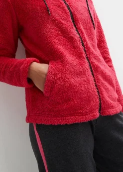 bonprix Jacken & Mäntel|Sweat^Teddy-Fleece Jacke magentarot