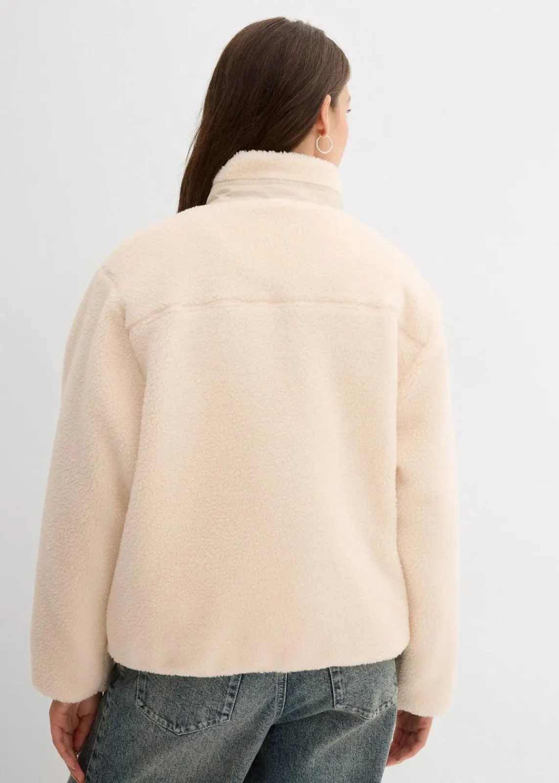 bonprix Jacken & Mäntel|Sweat^Teddy-Fleece Jacke kieselbeige