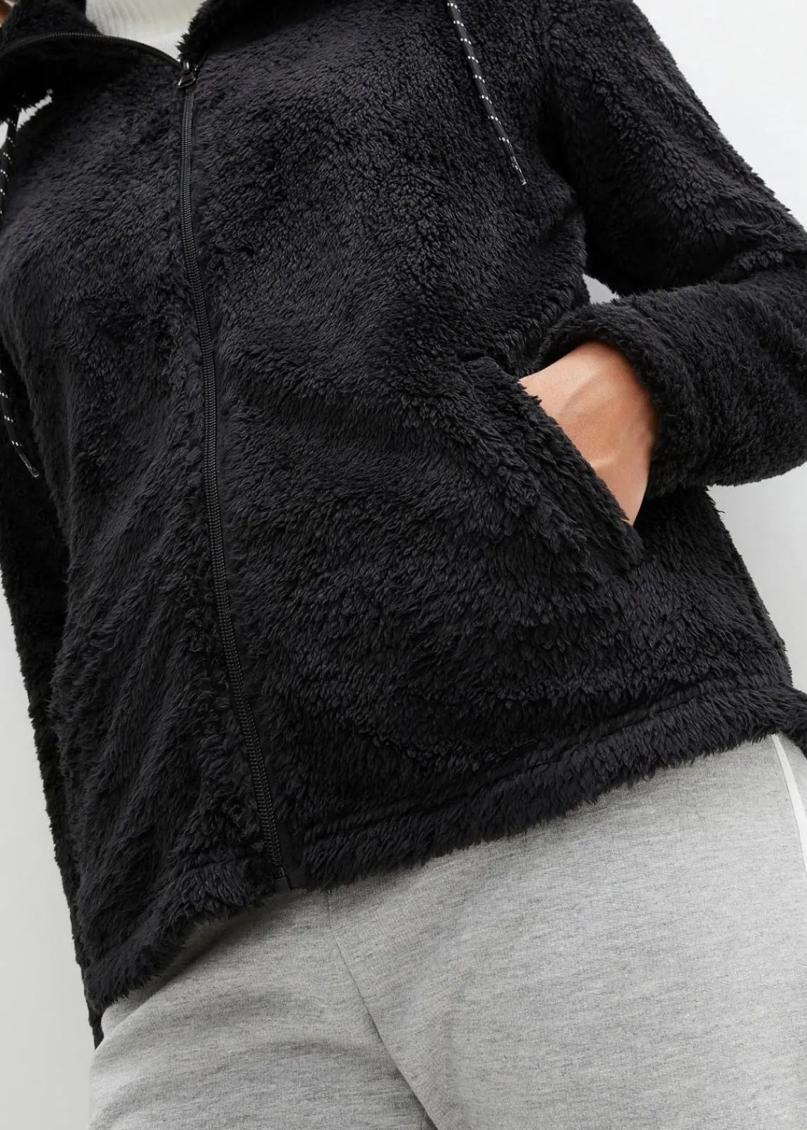 bonprix Jacken & Mäntel|Sweat^Teddy-Fleece Jacke schwarz