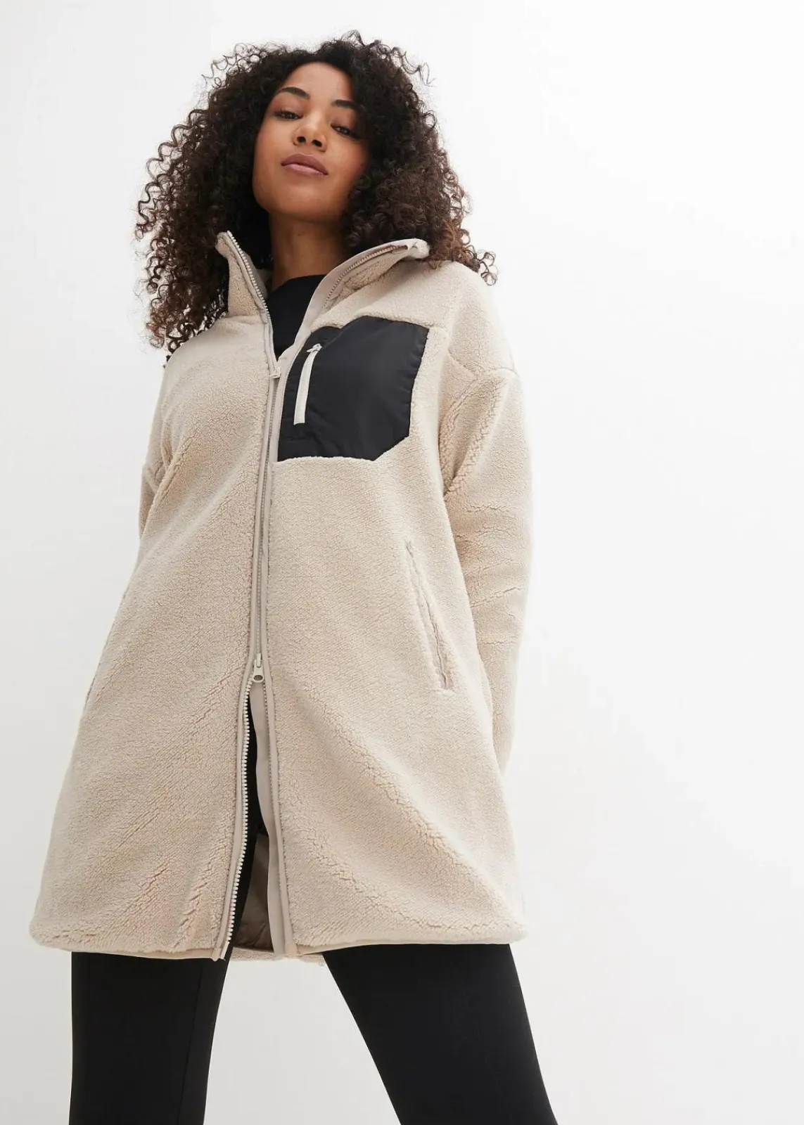 bonprix Jacken & Mäntel|Sweat^Teddy-Fleece Jacke steingrau
