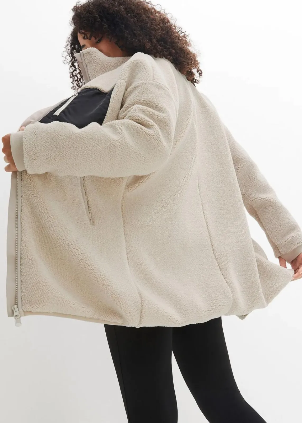 bonprix Jacken & Mäntel|Sweat^Teddy-Fleece Jacke steingrau