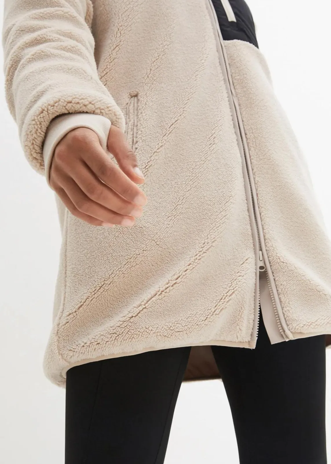 bonprix Jacken & Mäntel|Sweat^Teddy-Fleece Jacke steingrau
