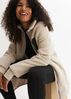 bonprix Jacken & Mäntel|Sweat^Teddy-Fleece Jacke steingrau
