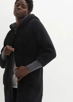 bonprix Bekleidung·Blusen & Tuniken|Bekleidung·Hosen^Teddy-Fleece Jacke schwarz