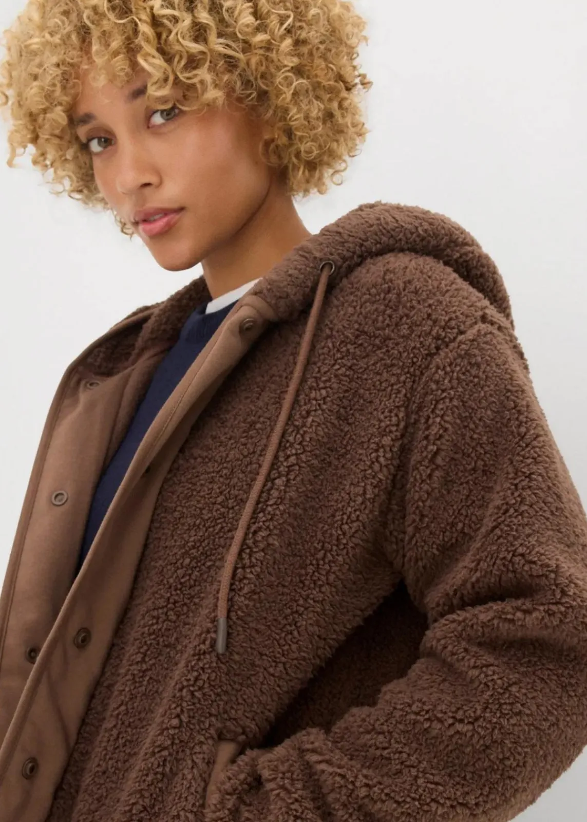 bonprix Jacken & Mäntel|Sweat^Teddy-Fleece Jacke lehmbraun