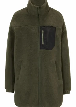 bonprix Bekleidung·Blusen & Tuniken|Bekleidung·Hosen^Teddy-Fleece Jacke dunkeloliv