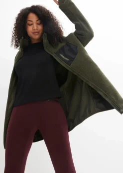 bonprix Bekleidung·Blusen & Tuniken|Bekleidung·Hosen^Teddy-Fleece Jacke dunkeloliv