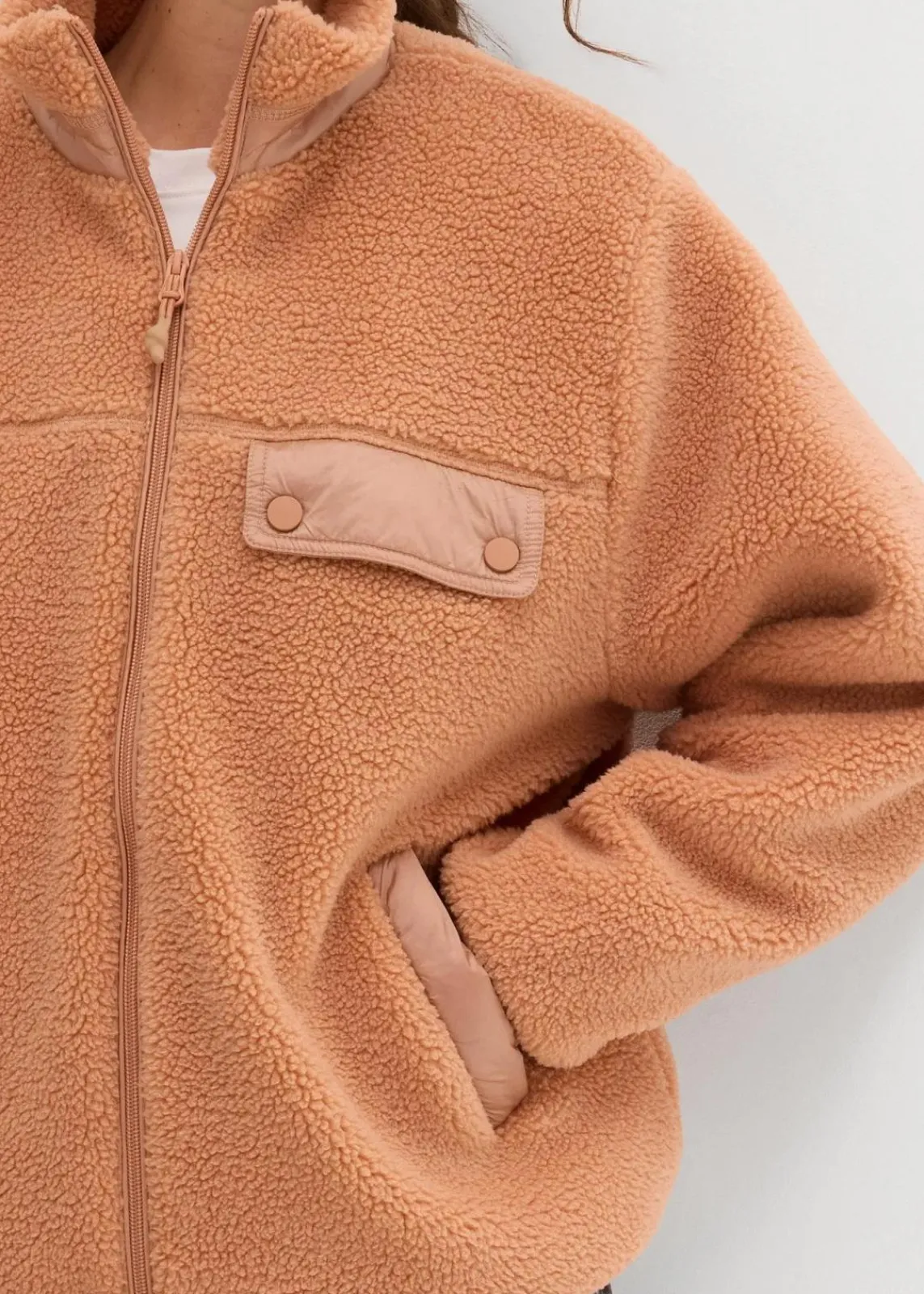 bonprix Nachhaltigere Materialien|Sweat^Teddy-Fleece Jacke braun