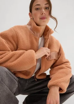 bonprix Nachhaltigere Materialien|Sweat^Teddy-Fleece Jacke braun