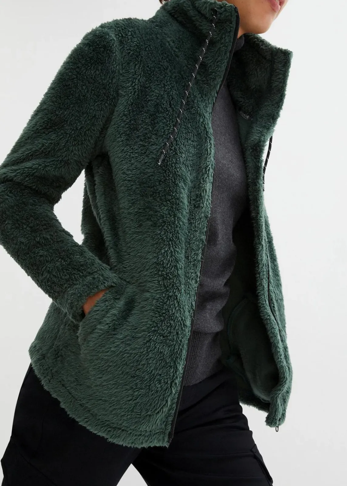 bonprix Bekleidung·Blusen & Tuniken|Bekleidung·Hosen^Teddy-Fleece Jacke schattengrün
