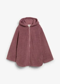 bonprix Jacken & Mäntel|Sweat^Teddy-Fleece Jacke in A-Linie mit Seitenschlitzen matt violett