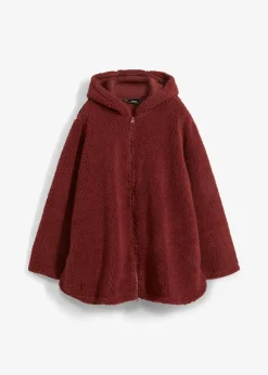 bonprix Bekleidung·Blusen & Tuniken|Bekleidung·Hosen^Teddy-Fleece Jacke in A-Linie mit Seitenschlitzen mandelbraun