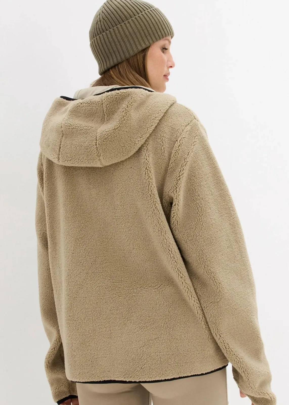 bonprix Jacken & Mäntel|Sweat^Teddy-Fleece Jacke mit Kapuze new khaki