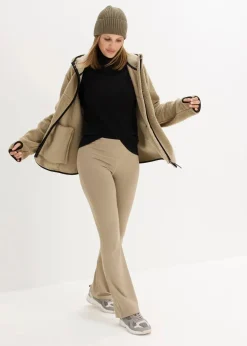 bonprix Jacken & Mäntel|Sweat^Teddy-Fleece Jacke mit Kapuze new khaki