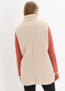 bonprix Bekleidung·Blusen & Tuniken|Bekleidung·Hosen^Teddy-Fleece Weste steingrau