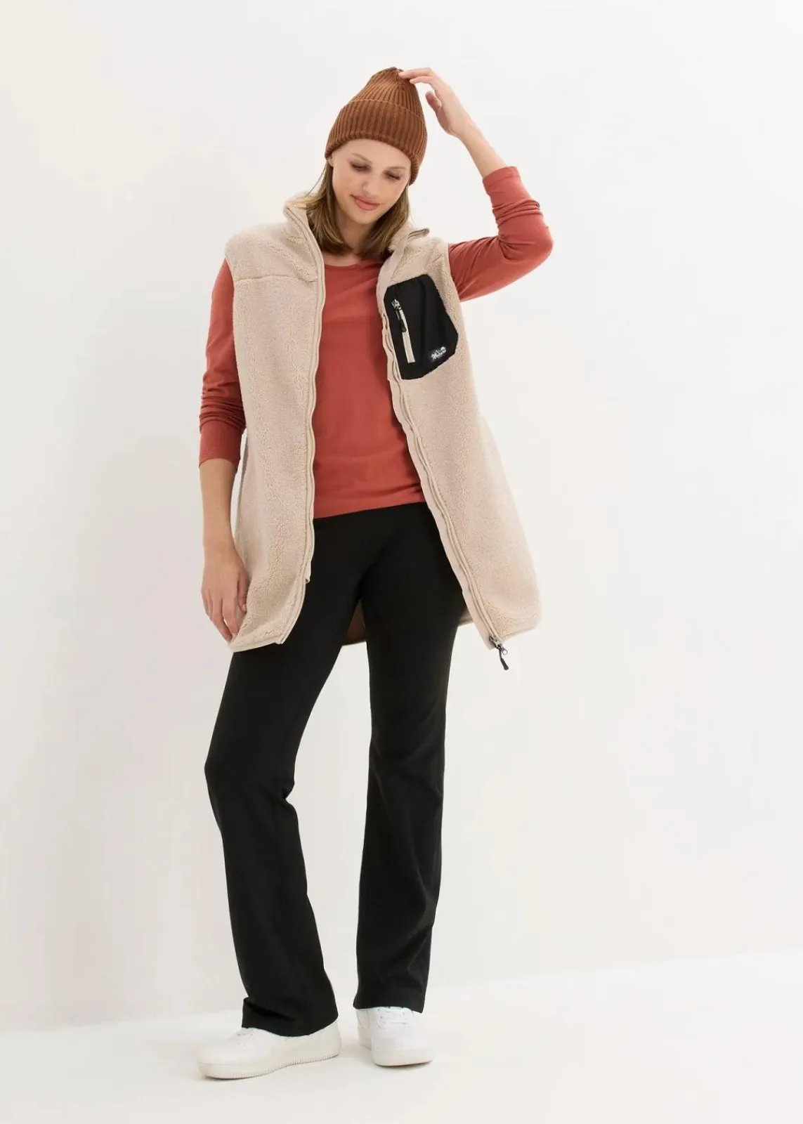 bonprix Bekleidung·Blusen & Tuniken|Bekleidung·Hosen^Teddy-Fleece Weste steingrau