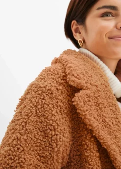 bonprix Bekleidung·Hosen|Jacken & Mäntel^Teddyfleece-Mantel eiskaffee