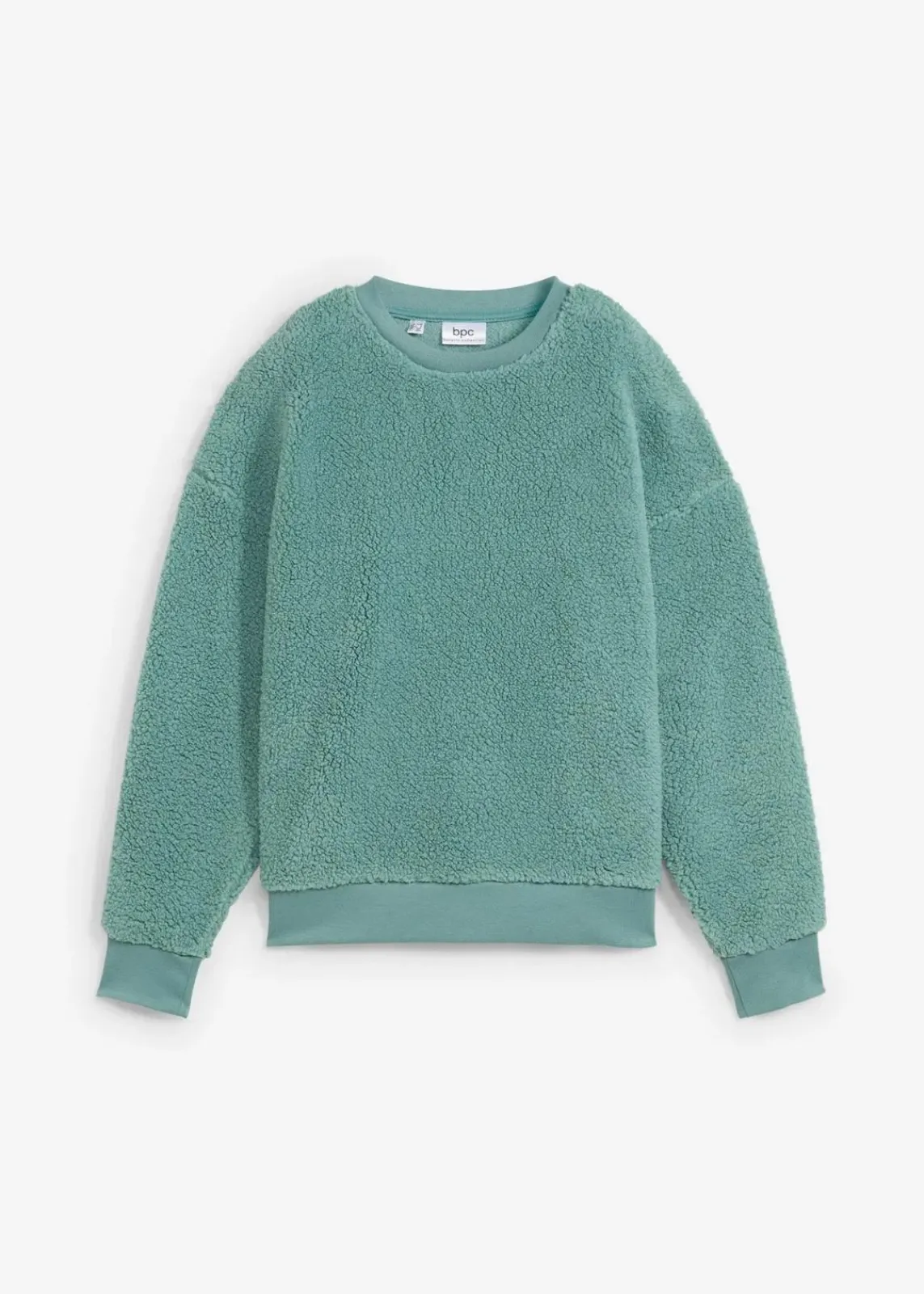 bonprix Sweat|Nachhaltigere Materialien^Teddy-Fleecepullover rauchsalbei