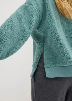 bonprix Sweat|Nachhaltigere Materialien^Teddy-Fleecepullover rauchsalbei