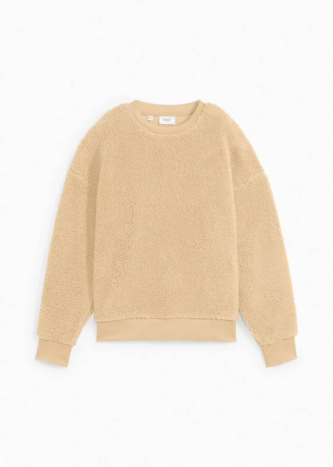 bonprix Bekleidung·Blusen & Tuniken|Nachhaltigere Materialien^Teddy-Fleecepullover hellsand