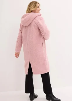 bonprix Jacken & Mäntel|Bekleidung·Hosen^Teddymantel mit Kapuze und Taschen aschrosa