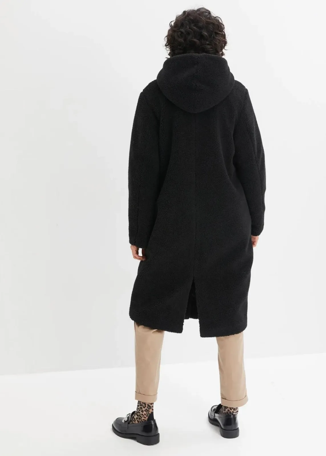 bonprix Bekleidung·Hosen|Jacken & Mäntel^Teddymantel mit Kapuze und Taschen schwarz
