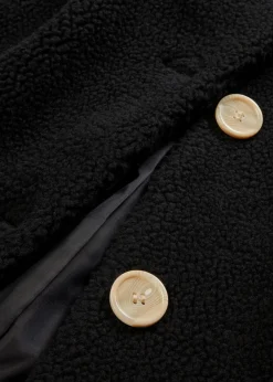 bonprix Bekleidung·Hosen|Jacken & Mäntel^Teddymantel mit Kapuze und Taschen schwarz