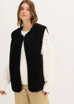bonprix Bekleidung·Blusen & Tuniken|Bekleidung·Hosen^Teddy-Weste schwarz