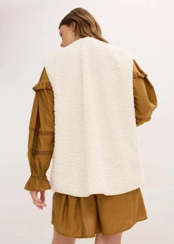 bonprix Jacken & Mäntel|Sweat^Teddy-Weste perlweiß