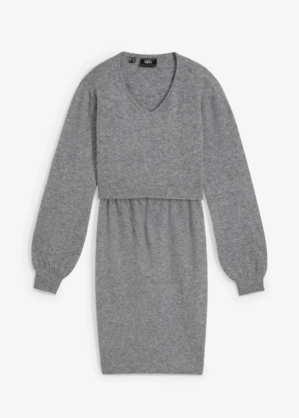 bonprix Umstandsmode|Nachhaltigere Materialien^2-teiliges Umstands-Strickset aus Pullover und Rock grau meliert