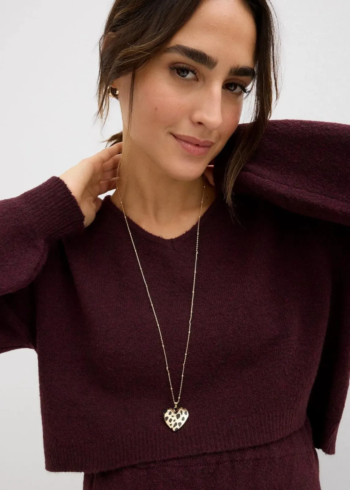 bonprix Bekleidung·Blazer|Nachhaltigere Materialien^2-teiliges Umstands-Strickset aus Pullover und Rock weinrot