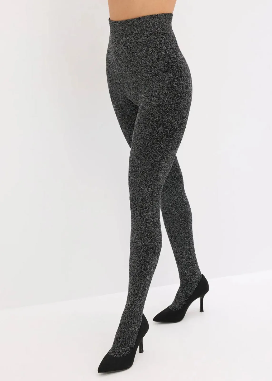 bonprix Wäsche·Socken & Strumpfhosen|Thermounterwäsche^Thermo Fleece Strumpfhose aus Glitzergarn schwarz/silber