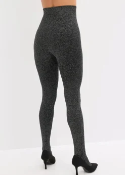 bonprix Wäsche·Socken & Strumpfhosen|Thermounterwäsche^Thermo Fleece Strumpfhose aus Glitzergarn schwarz/silber