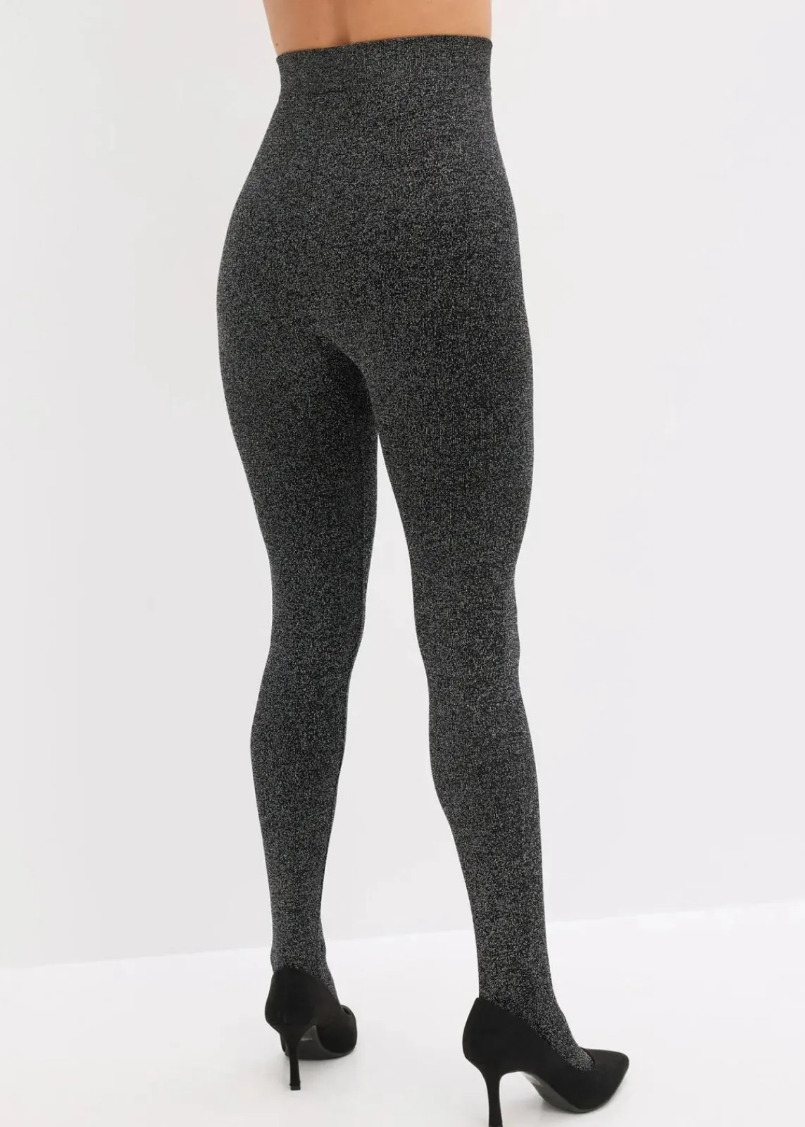 bonprix Wäsche·Socken & Strumpfhosen|Thermounterwäsche^Thermo Fleece Strumpfhose aus Glitzergarn schwarz/silber
