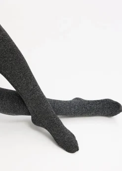 bonprix Wäsche·Socken & Strumpfhosen|Thermounterwäsche^Thermo Fleece Strumpfhose aus Glitzergarn schwarz/silber