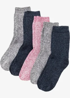 bonprix Nachhaltigere Materialien|Socken & Strumpfhosen^Thermo Frottee Socken mit Bio-Baumwolle (5er Pack) blau/grau/rosa meliert