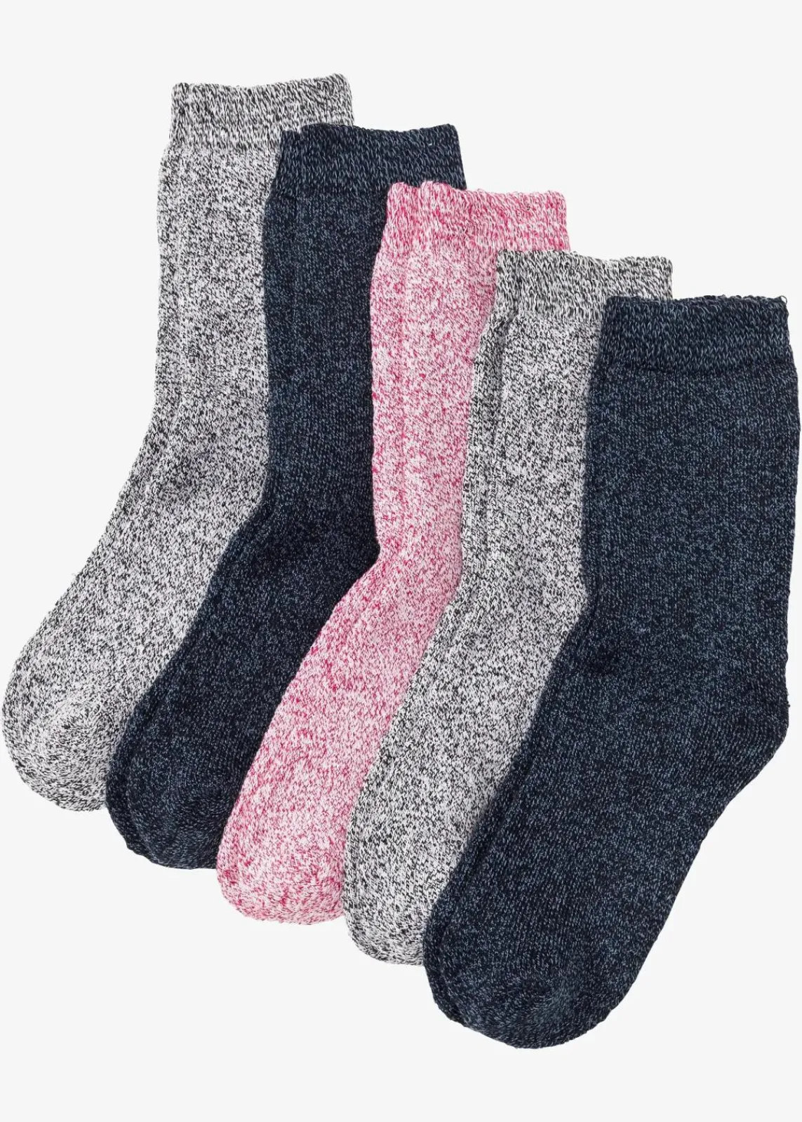 bonprix Nachhaltigere Materialien|Socken & Strumpfhosen^Thermo Frottee Socken mit Bio-Baumwolle (5er Pack) blau/grau/rosa meliert