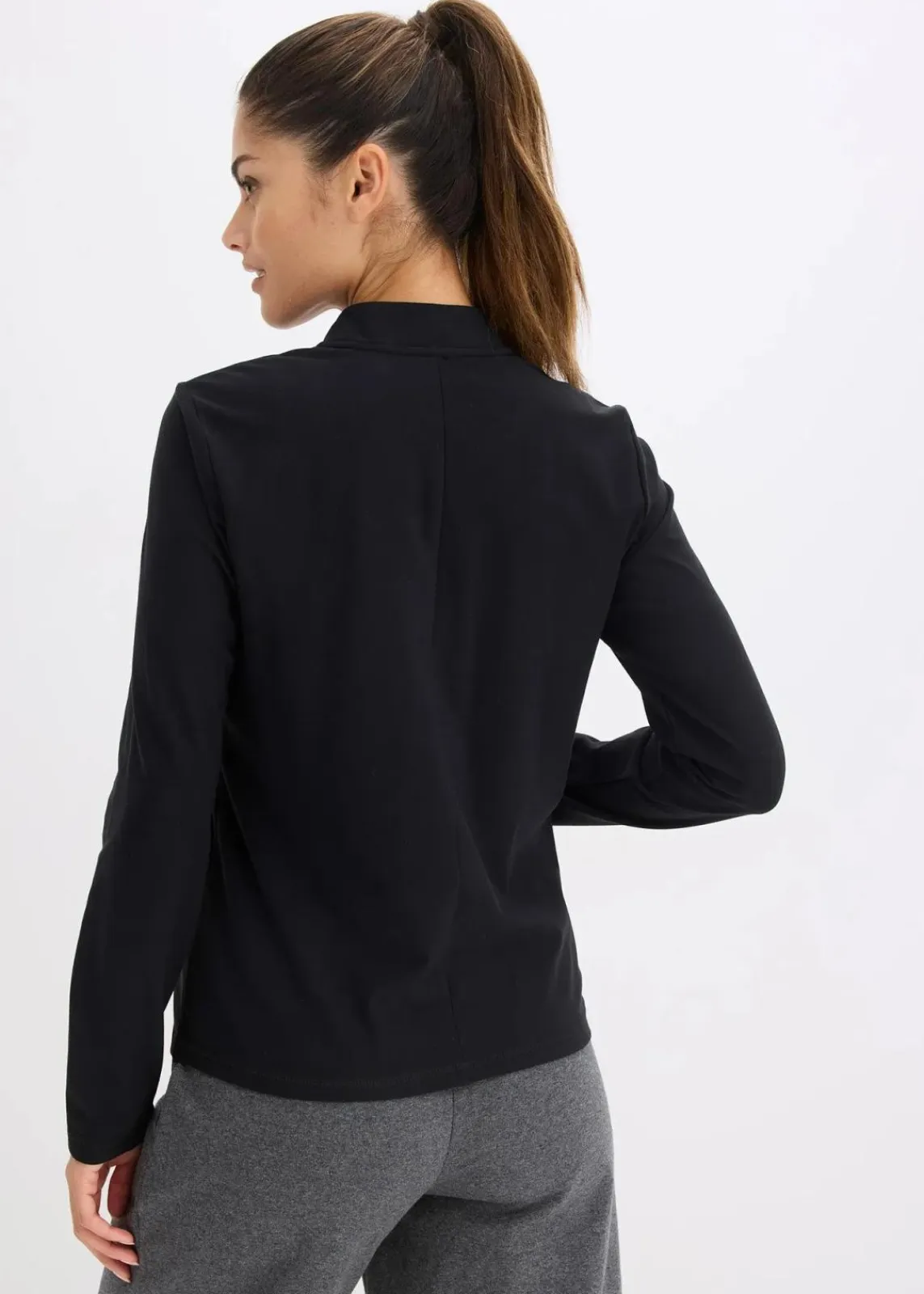 bonprix Bekleidung·Sweat|Nachhaltigere Materialien^Thermo Funktionsjacke mit halben Reißverschluss, schnelltrocknend schwarz